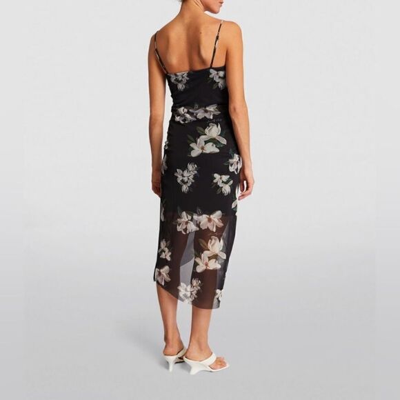 All Saints Ulla Alessandra Midi Black Dress Floral Bodycon Size 2 - Picture 9 of 16